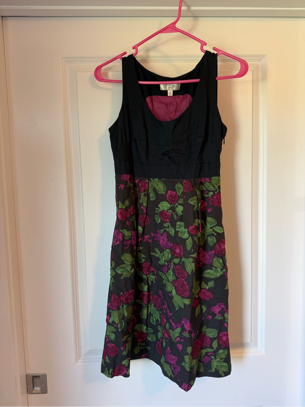 Moulinette Soeurs Anthropologie Black Floral Rose Print Sleeveless Dress Y2K